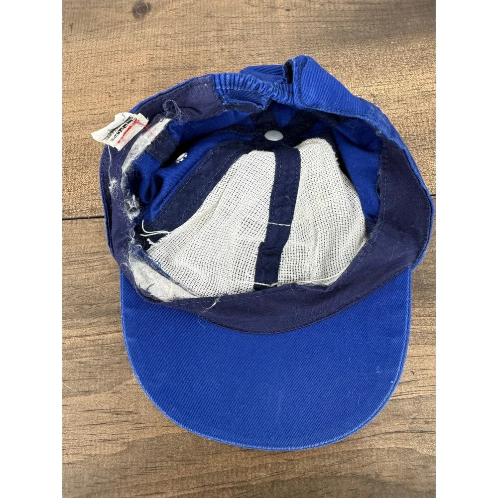 Vintage Little Slugger Kids Baseball Cap Blue Patch Hat Retro 70s 80s